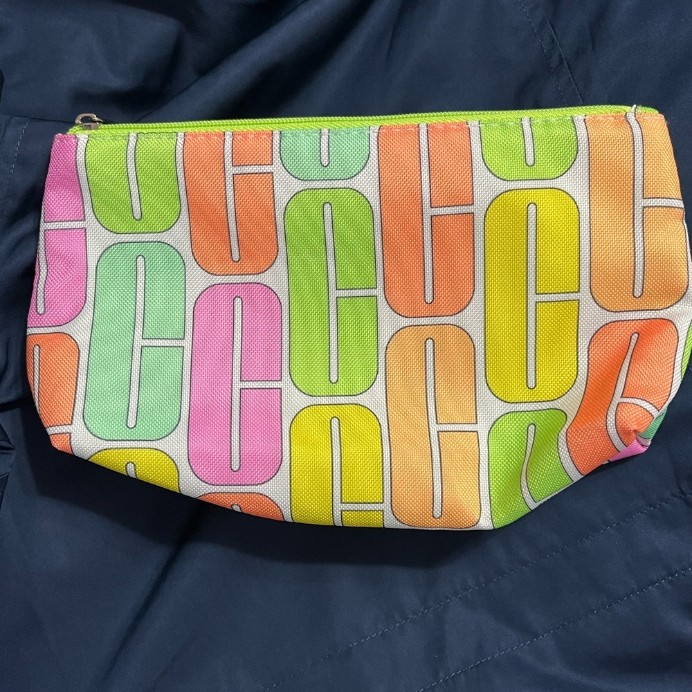Clinique Multicolor 'C' Graphic Cosmetic Pouch - Pink, Green, Orange, Yellow